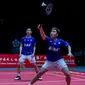 Ganda putra Indonesia, Kevin Sanjaya Sukamuljo/Marcus Fernaldi Gideon, saat menjalani laga ketiga Grup B BWF World Tour Finals 2019, Jumat (13/12/2019). (dok. PBSI)