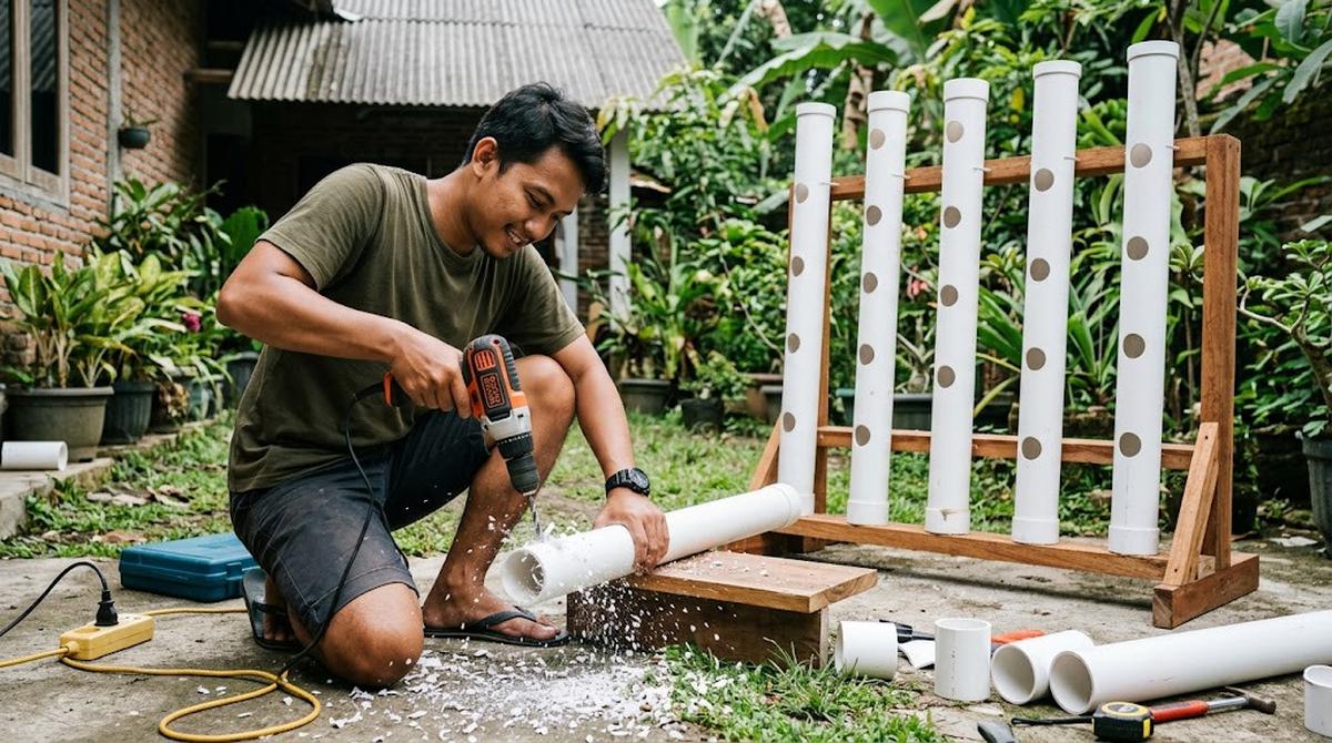 Merakit Rangka Menara Bertingkat