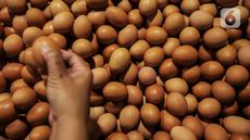 Penjual memilih telur ayam ras yang dijual di Pasar Kebayoran Lama, Jakarta, Minggu (5/3/2023). Dinas Ketahanan Pangan, Kelautan, dan Pertanian (DKPKP) DKI Jakarta menyampaikan bahwa terdapat peningkatan permintaan kebutuhan pangan masyarakat jelang Ramadan 2023. (Liputan6.com/Johan Tallo)
