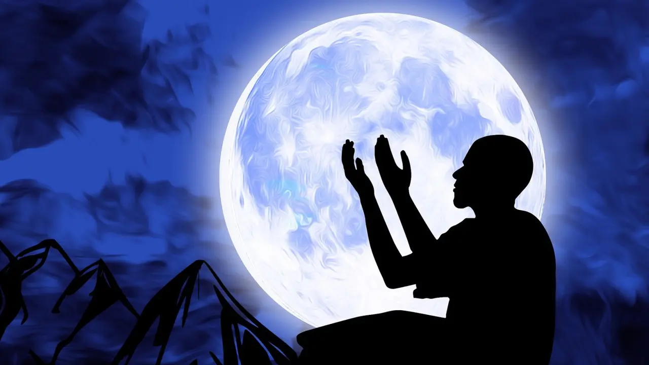 Ilustrasi bulan purnama, doa, muslim, Islami