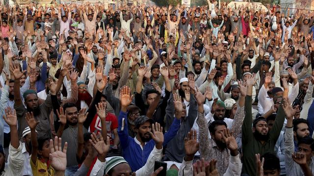 Potres besar-besaran di Pakistan menolak pembebasan Asia Bibi yang dituduh menistakan agama (AP/Shakil Adi)