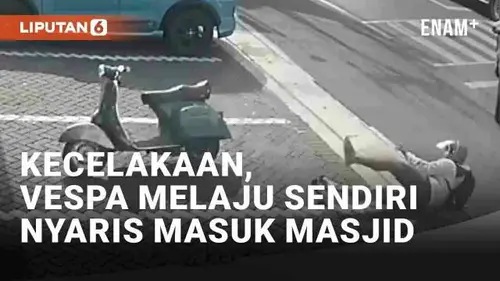 VIDEO: Viral Kecelakaan Motor di Malang, Vespa Melaju Sendiri Nyaris Masuk Masjid