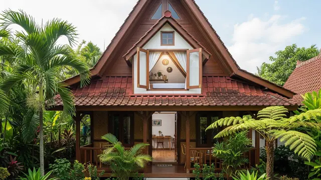 Desain Rumah Kecil dengan Atap Pelana Tinggi Agar Lebih Sejuk