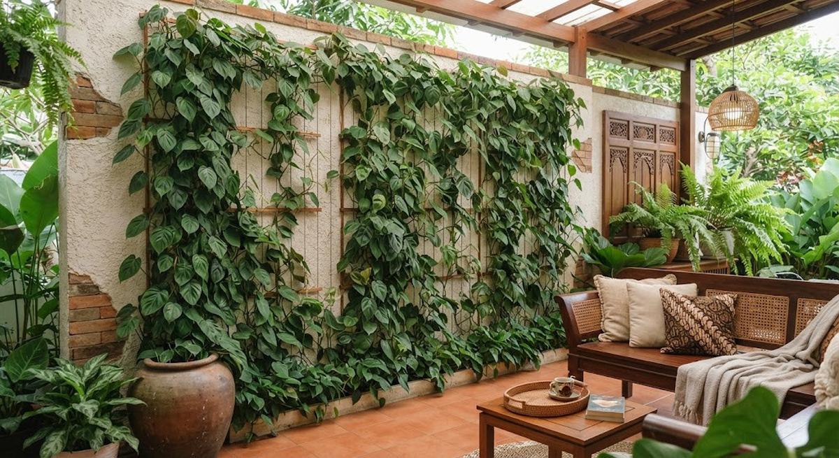 Tanaman yang cocok untuk menghijaukan dinding teras tanpa banyak pot model philodendron