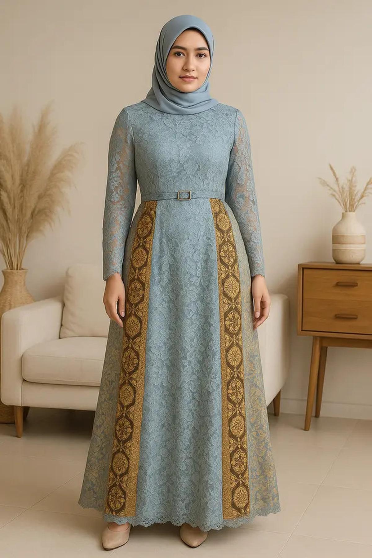 8 Model Gamis Brokat Kombinasi Batik Terbaru Tren 2025, Anggun dan Penuh Karakter