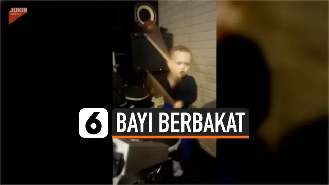 VIDEO: Hebat, Bayi 2 Tahun Tabuh Drum Iringi Lagu Rock