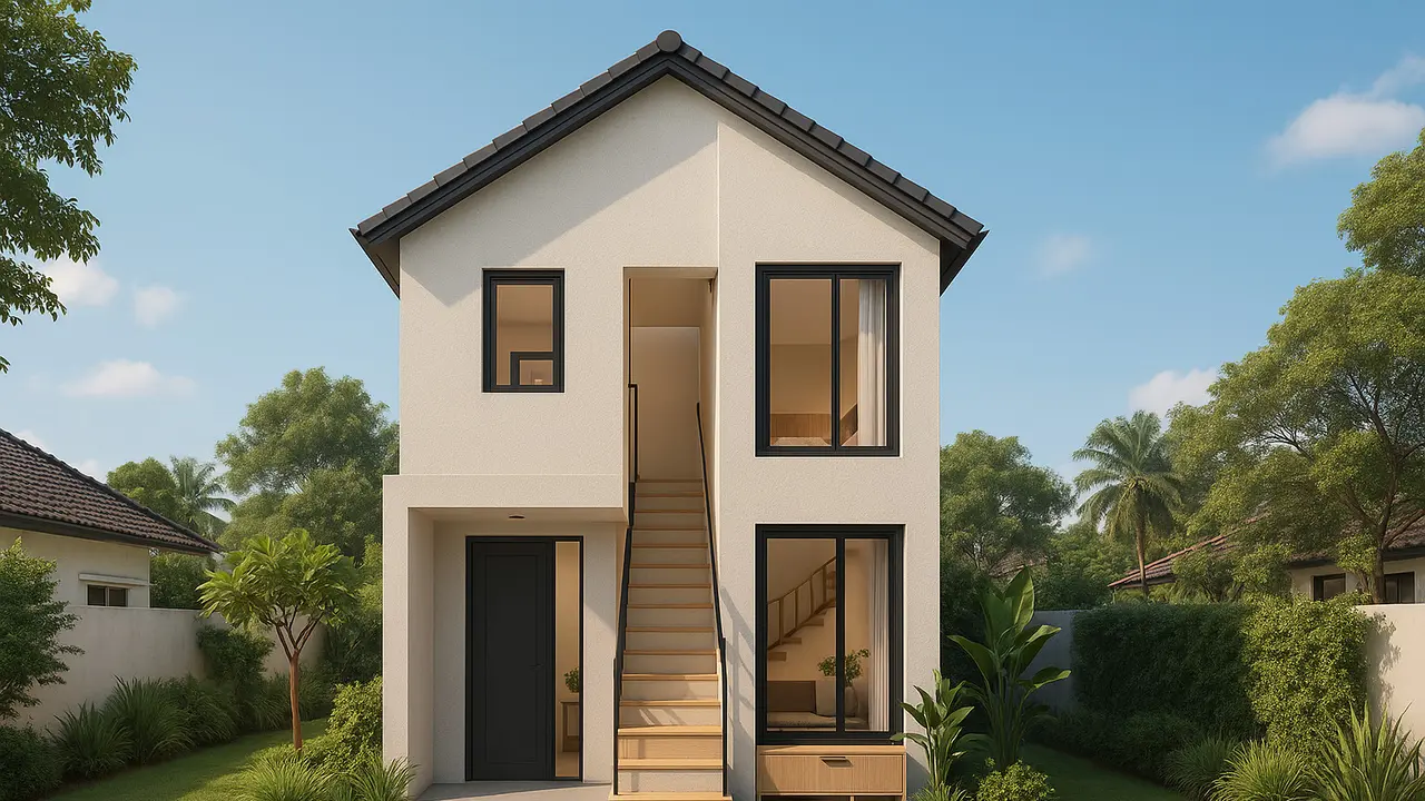 Desain Rumah 6X10 Memanjang 2 Lantai/Ilustrasi gambar oleh AI