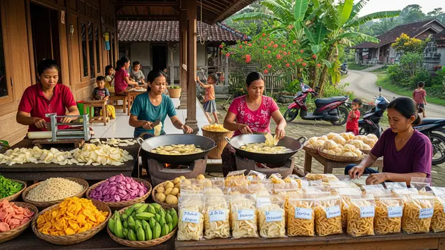 Ilustrasi Produksi Keripik dan Camilan Rumahan