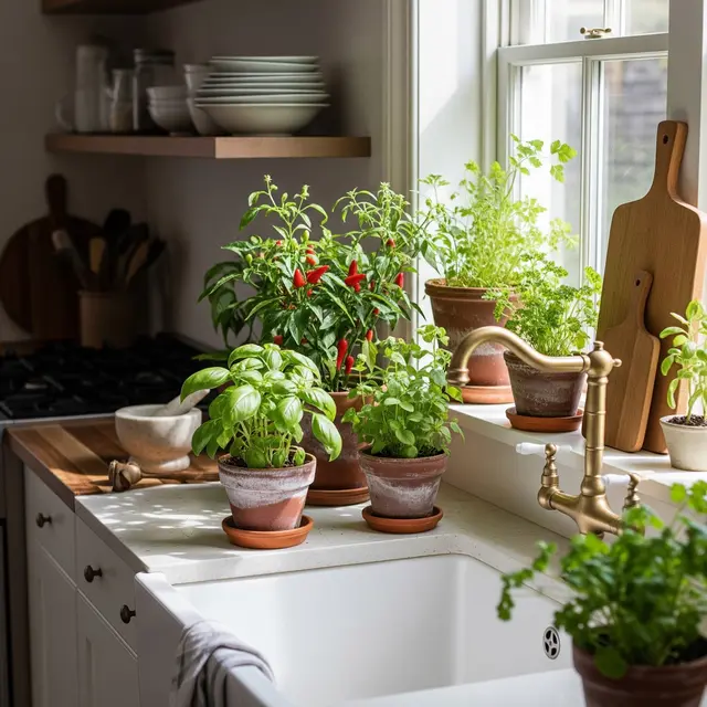 Dapur dengan Mini Kebun Herbal