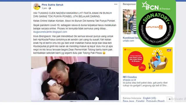 Hoaks ponsel bunuh diri