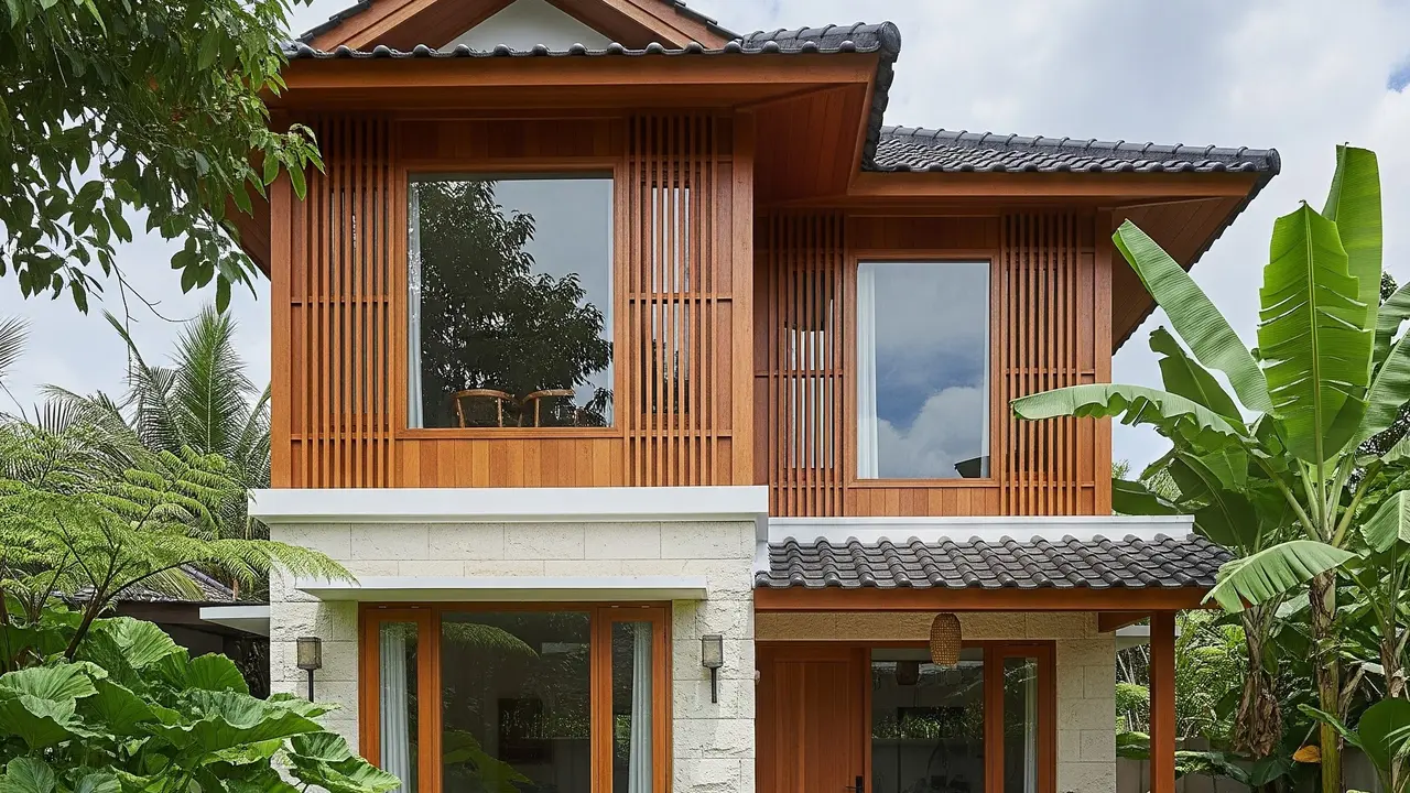 9 Desain Rumah 2 Lantai Sederhana dengan Jendela Besar ala Korea, Harmoni Modern