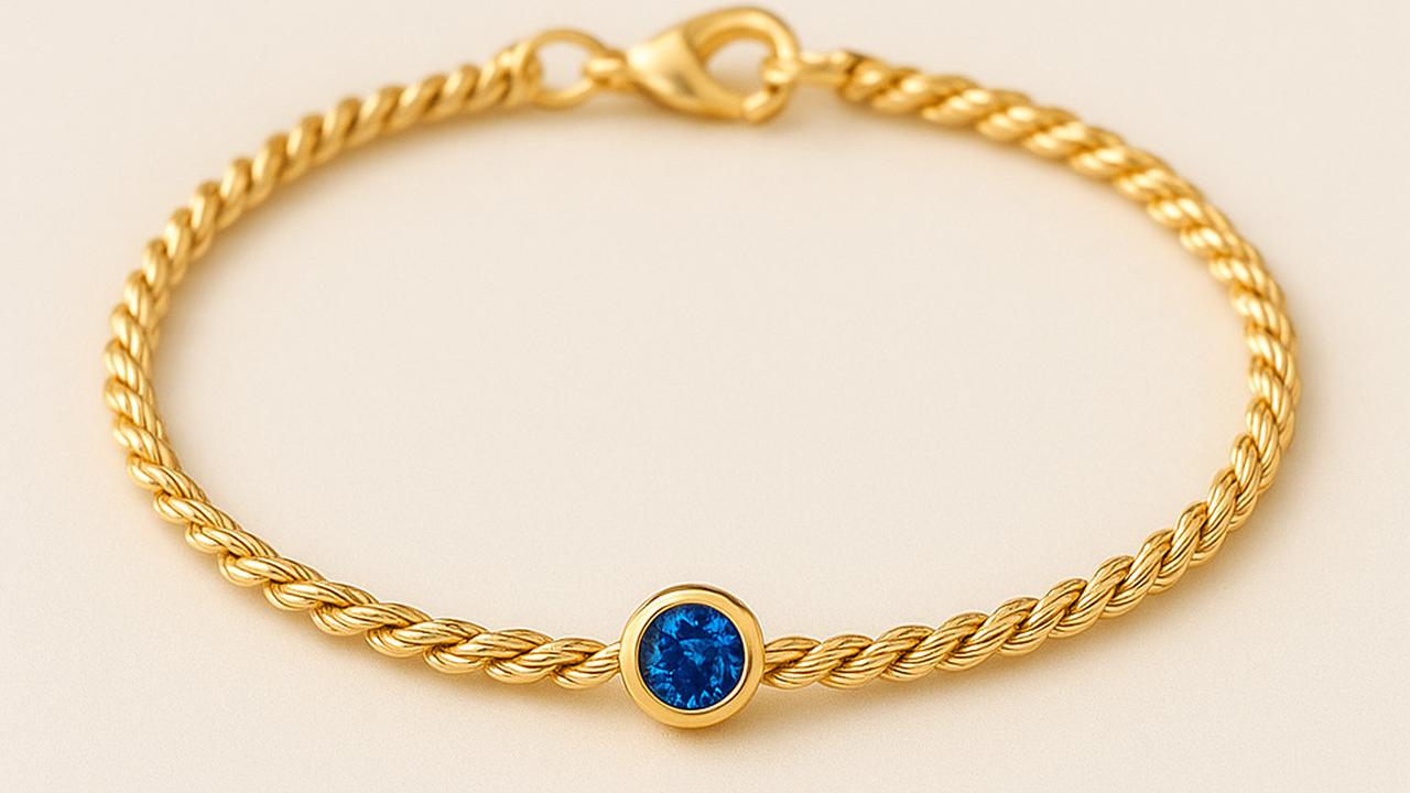 Gelang Emas Tali 24 Karat Minimalis dengan Batu Permata Mini