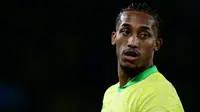Penyerang Brasil #07, Joao Pedro, terlihat dalam pertandingan kualifikasi Piala Dunia FIFA 2026 zona Amerika Selatan antara Brasil dan Cile, di Stadion Maracana, Rio de Janeiro, Brasil, Jumat (5-9-2025). (Pablo PORCIUNCULA/AFP)