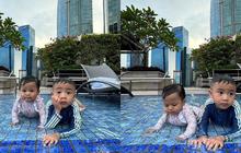 5 Potret Rayyanza Berenang Bareng Lily, Tampilan dan Ekspresi Keduanya Bikin Gemas