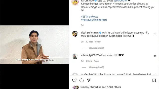 Siwon SUJU ucapkan selamat atas 25 tahun berkaya Rossa