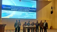 Kemenhub dan konsorsium Cardig Aero Service menandatangani MoU perjanjian Kerjasama Pemerintah dan Badan Usaha Bandar Udara Komodo, Labuan Bajo, Nusa Tenggara Timur (NTT). Liputan6.com/Maulandy