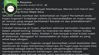 Cek Fakta: Tidak Terbukti Mandi dan Minum Air Hujan Bisa Meningkatkan Peluang Kehamilan