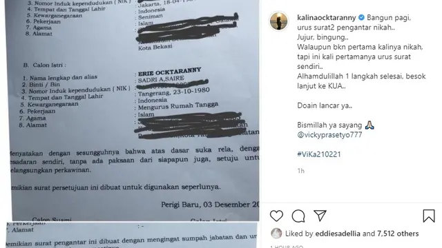 Vicky Prasetyo - Kalina Ocktaranny (Foto: Instagram/@kalinaocktaranny)