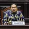 Hakim Konstitusi Suhartoyo terpilih menjadi Ketua MK melalui rapat pleno yang dihadiri sembilan hakim konstitusi untuk menggantikan Hakim Konstitusi Anwar Usman yang diberhentikan karena melakukan pelanggaran berat kode etik. (Liputan6.com/Angga Yuniar)