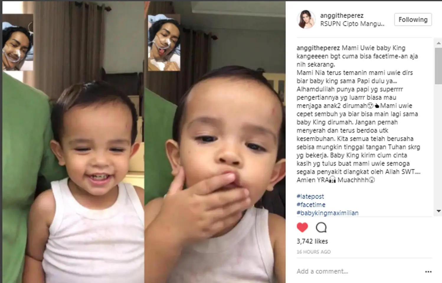 Nia Anggia mengunggah kondisi terkini Julia Perez. (Instagram/anggitheperez)