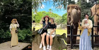 Baru-baru ini liburan ke Bali Zoo bersama sang ibu, Natasha Wilona tampil kasual dengan striped crop top, shorts pants, dan sneakers. [Foto: IG/natashawilona12].