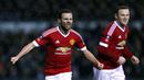 Ekspresi Juan Mata setelah mencetak gol ketiga Manchester United ke gawang Derby County dalam laga putaran keempat Piala FA, di Stadion Pride Park, Sabtu (30/1/2016) dini hari WIB. (Reuters/Eddie Keogh)