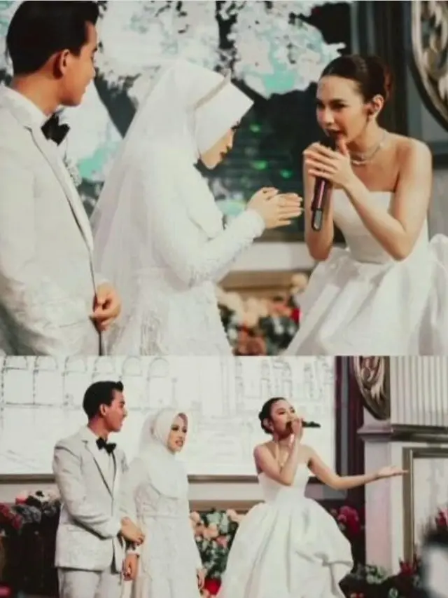 6 Potret Tampilan Mahalini Bergaun Putih bak White Swan saat Tampil di Acara Pernikahan