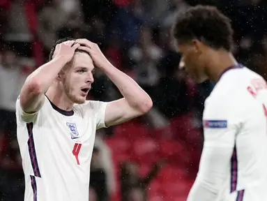 Timnas Inggris gagal memetik kemenangan pada Derbi Britania melawan Skotlandia di ajang Euro 2020. The Three Lions hanya mampu bermain imbang 0-0. (AP/Frank Augstein, Pool)