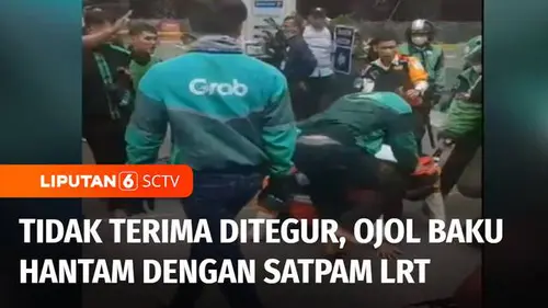 VIDEO: Tidak Terima Ditegur, Pengemudi Ojol Baku Hantam dengan Satpam LRT