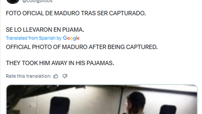 Tangkapan layar foto penangkapan Nicolas Maduro yang beredar di aplikasi X