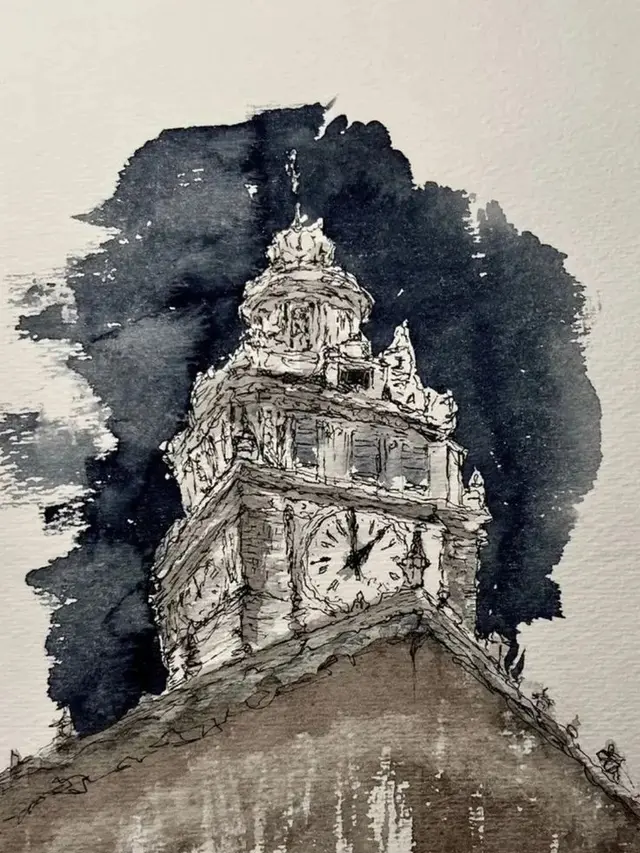 Lukisan Clock Tower di Chicago Hyunjin Stray Kids