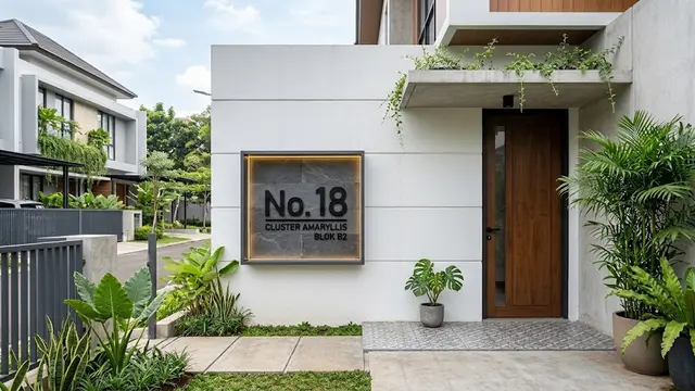 Desain Ceruk Nomor Rumah yang Menyatu dengan Fasad Minimalis