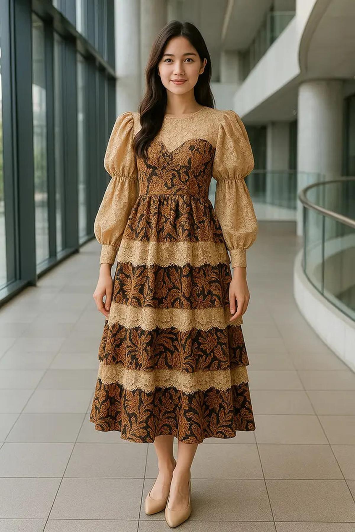 7 Model Batik Brokat Kombinasi Lengan Puff dan Bishop yang Sedang Hits di 2025