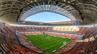 Suasana Stadion Mordovia Arena di Saransk, Rusia, Jumat (4/5/2018). Stadion ini merupakan salah satu venue Piala Dunia 2018. (AFP/Mladen Antonov)