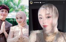 Cantiknya Putri Delina Tampil Berkebaya dan Hijab di Mepamit Rizky Febian dan Mahalini