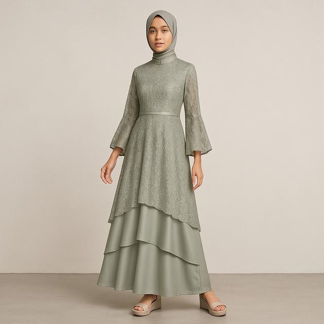 8 Model Gamis Brokat Satin dengan Layer Mewah, Ini Rekomendasinya yang ...