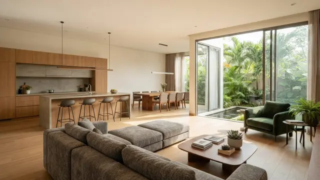 Ide Desain Dapur dan Ruang Tamu Menyatu untuk Rumah Modern