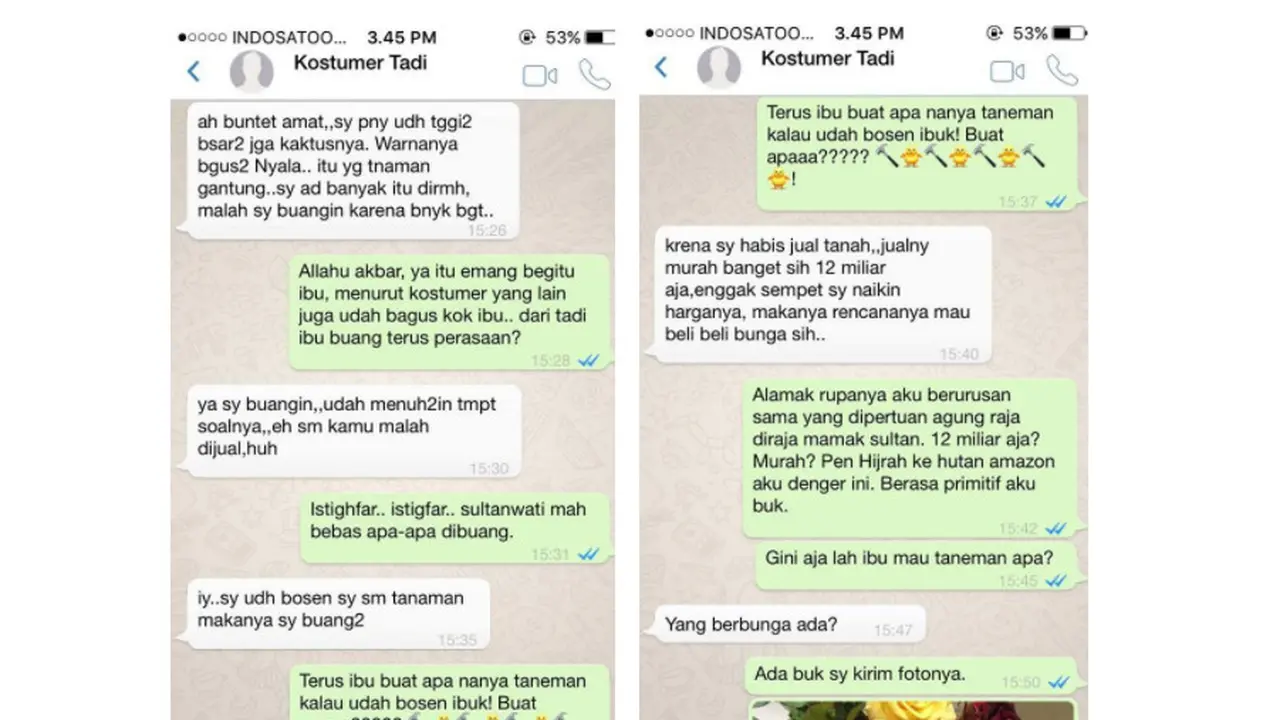 Percakapan Kocak Penjual dan Pembeli Bunga, Bikin Kita Gemes Sekaligus Ngakak