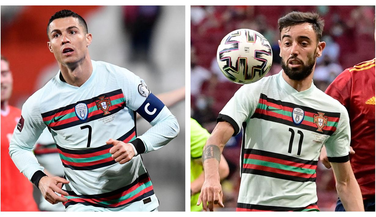 Timnas Portugal yang berpredikat sebagai juara bertahan dalam gelaran Euro 2020 (Euro 2021) masih beranggotakan pemain-pemain terbaik di liga top Eropa musim ini. Berikut 5 pilar penting Timnas Portugal yang siap mempertahankan gelar trofi Eropa. (Kolase Foto AFP)