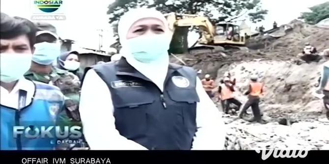 VIDEO: Khofifah Tinjau Perbaikan Jalan Tol Ambles Surabaya-Gempol