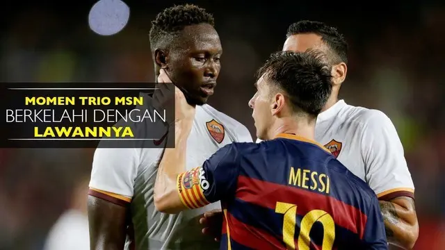 Video ketegangan Trio Messi Neymar dan Suarez berkelahi dengan lawannya.