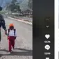 Viral Sosok Melson Anak Papua Kesayangan Prajurit TNI, Pergi Sekolah Dikawal bak Cucu Presiden. Foto: Tangkapan layar TikTok @anbu_mulia.