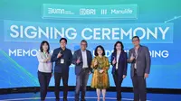 Penandatanganan Memorandum of Understanding (MoU)  tentang 'Pemanfaatan Jasa Layanan Perbankan’ antara BRI dan Manulife Indonesia, Jakarta, Rabu (10/7)/Istimewa.