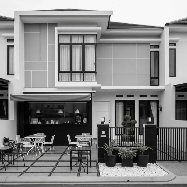 Desain Rumah Type 36 dengan Mini Café di Halaman Depan