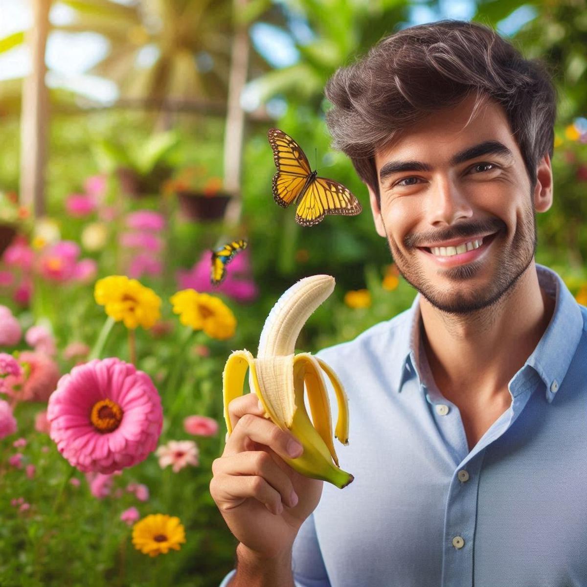 Ilustrasi Pria Memegang Pisang