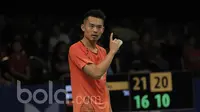 Pebulutangkis tunggal China, Lin Dan, saat berlaga di Indonesia Open 2017 di JCC, Selasa (14/6/2017). (Bola.com/M Iqbal Ichsan)