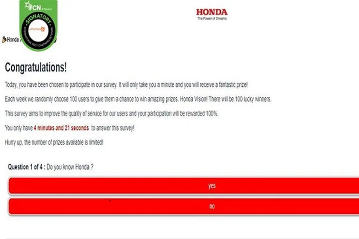 Gambar Tangkapan Layar Kabar Hoaks Honda Bagi-bagi Hadiah Rayakan HUT ke-70.