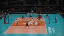 Bermain di hadapan pendukung sendiri, Bhayangkara Presisi sukses mengamankan kemenangan 3-1 dengan skor 25-19, 25-27, 25-19, dan 25-21. (Dok. PBVSI)