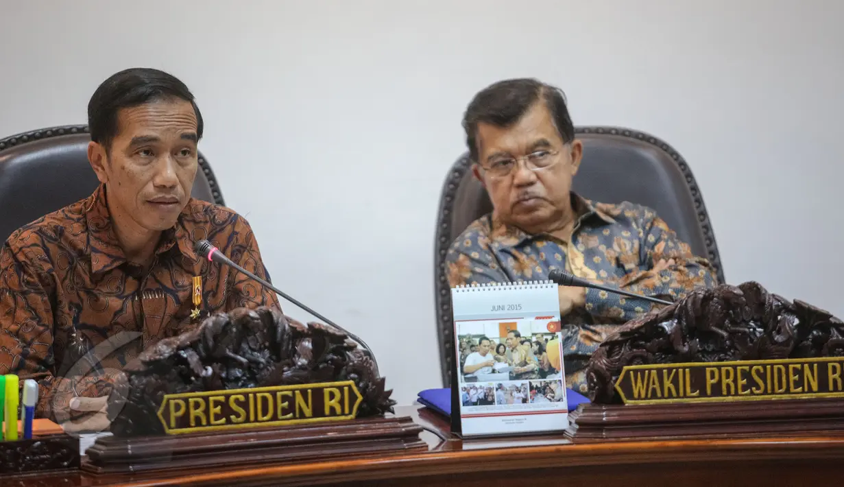 Presiden Jokowi didampingi Wapres Jusuf Kalla. (Liputan6.com/Faizal Fanani)