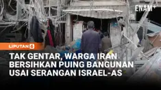 Alat berat dikerahkan untuk membersihkan puing bangunan yang rusak akibat serangan Israel-AS di Teheran. Sejumlah fasilitas publik dan bangunan perumahan dilaporkan terdampak.